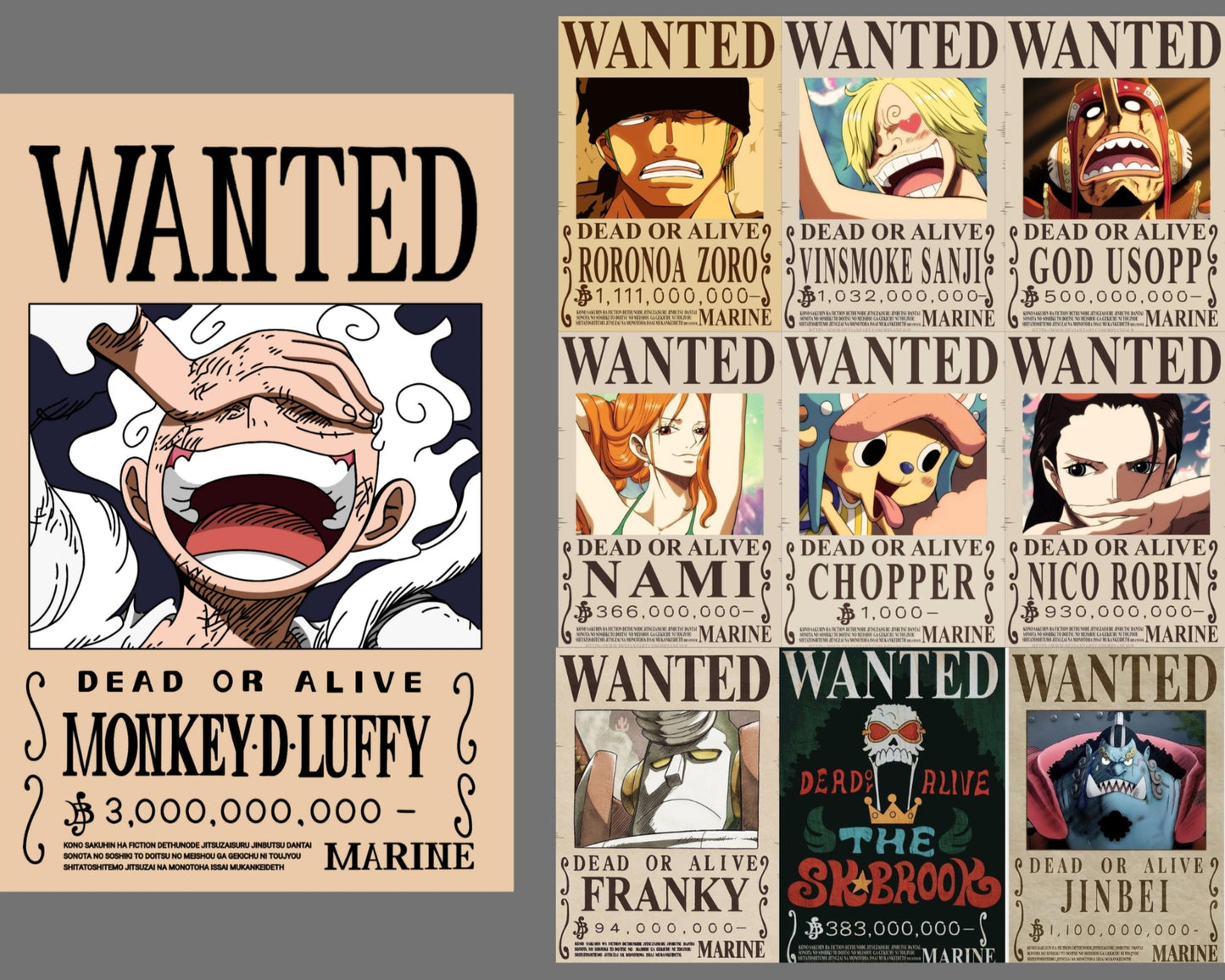 One Piece Wanted Posters Collection A4