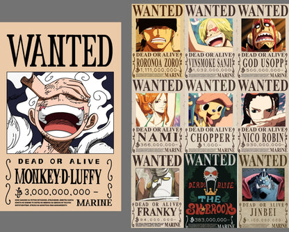 One Piece Wanted Posters Collection A4